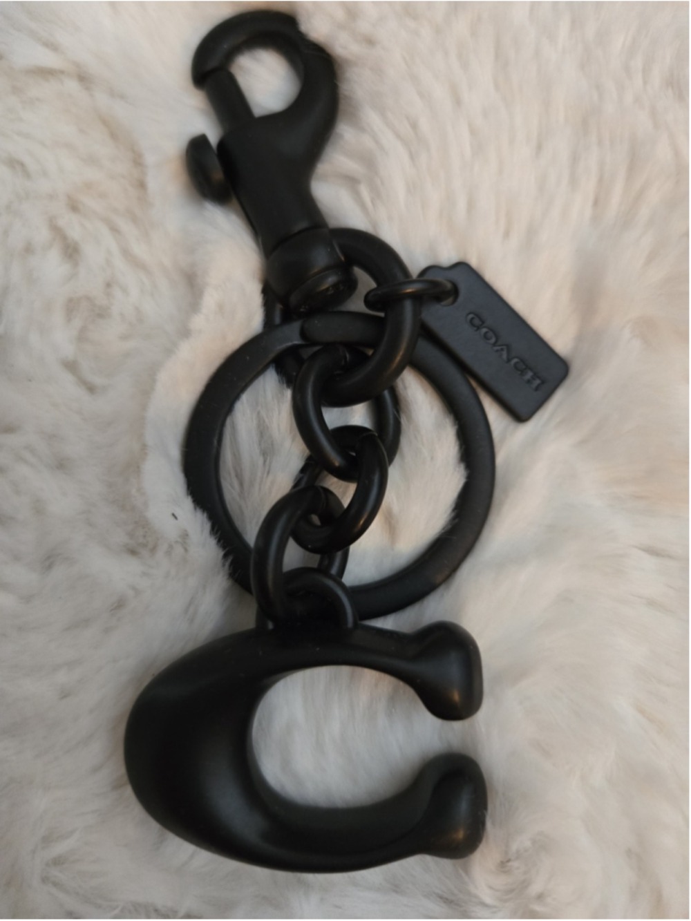 NWOT Coach Signature C Matte Black Bag Charm Key Fob Keychain